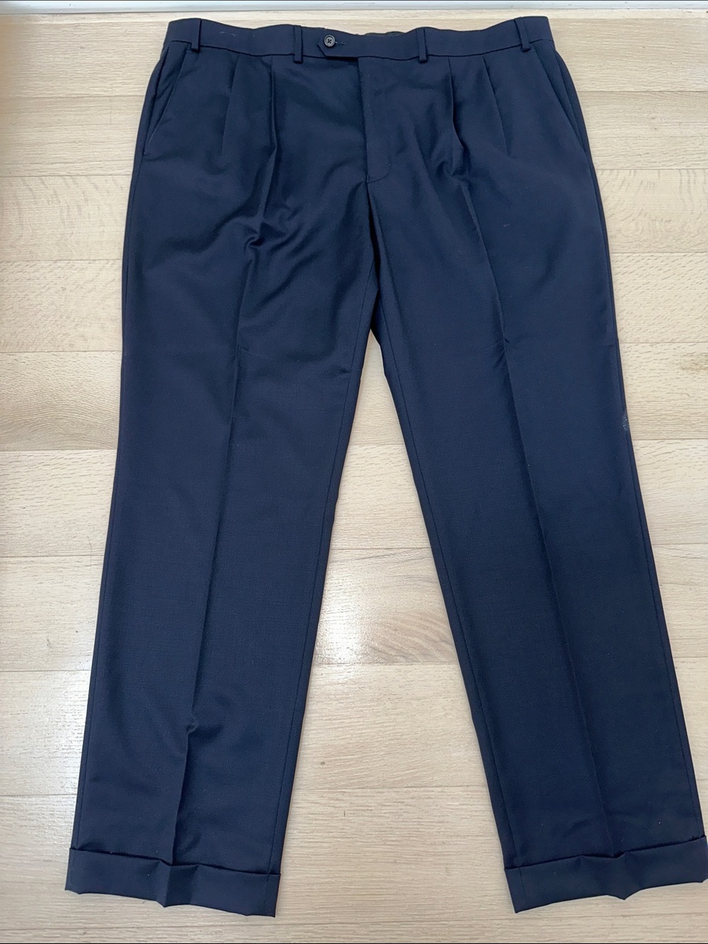 Men's Classic Pleated Dress Pants - Navy